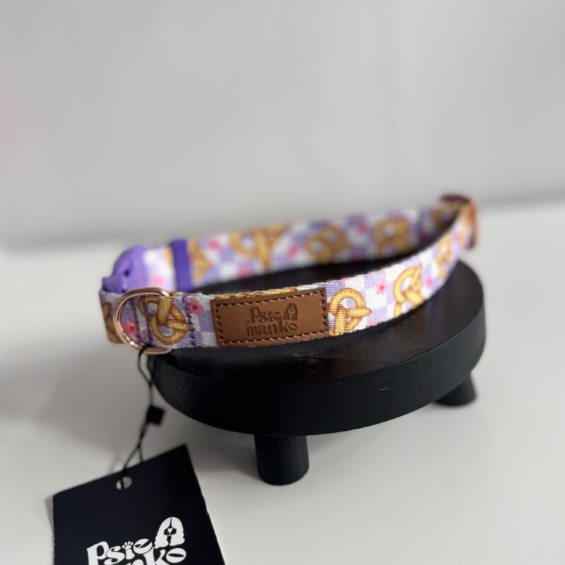OBROŻA Z KLAMRĄ M 2CM ROSE GOLD+FIOLETOWA KLAMRA PRECELKI NOWA
