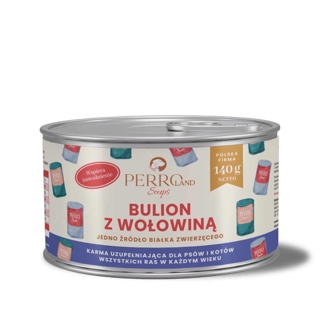 bulion dla psa i kota z wołowiną